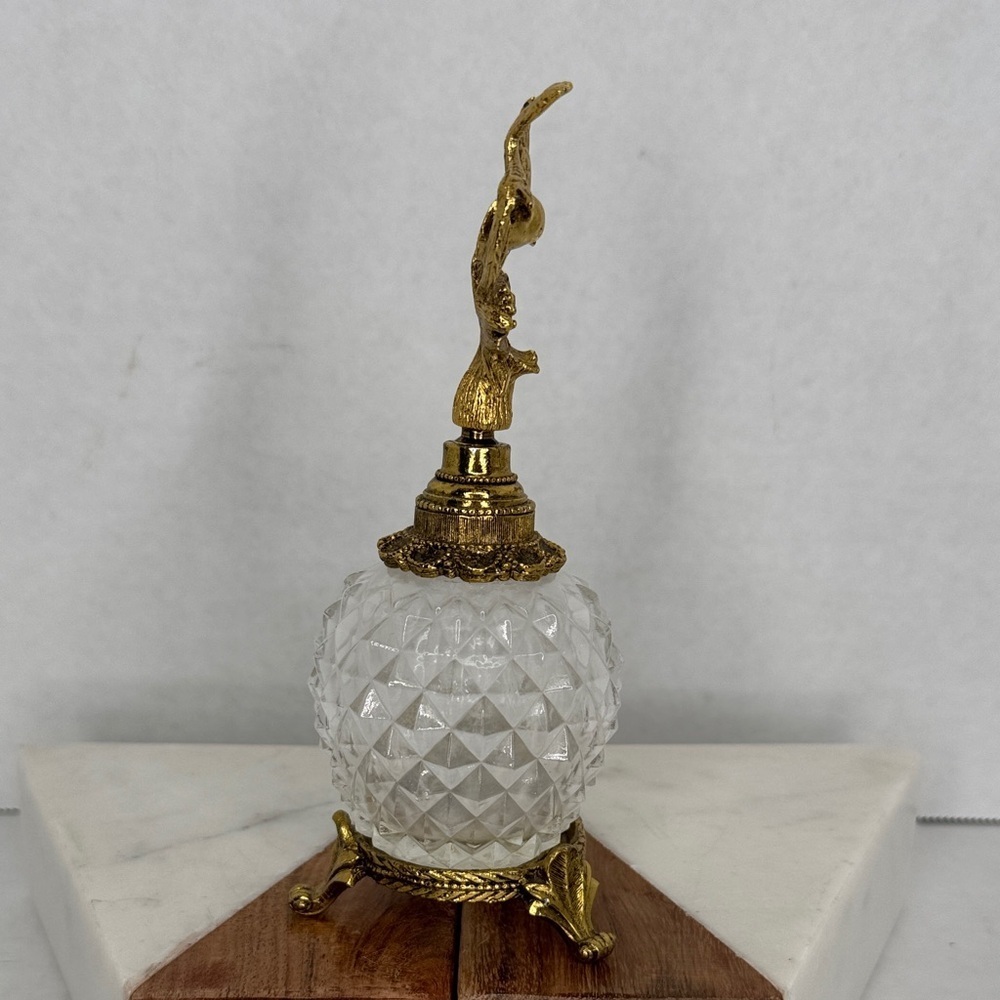 Vintage Matson Gold Ormolu Hummingbird Perfume Bottle w/ Dauber - Picture 4 of 9